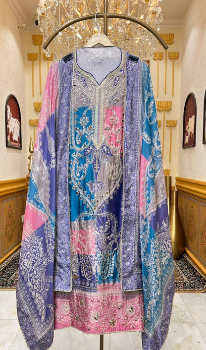 Arezya Silk Leather Élan Suit (Blue)