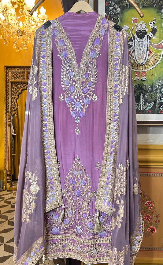 Zarreen Adaa Silk Suit (Lavender)