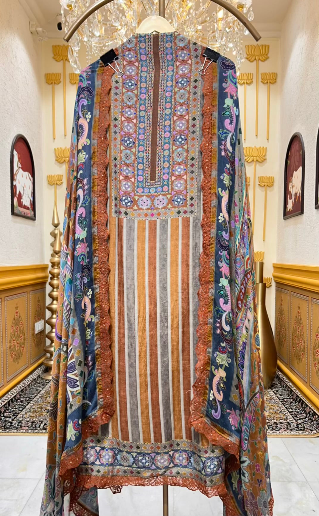 Aavira Silk Veil Suit (Dark Rust) – Vastra Official