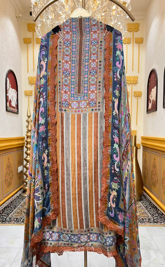 Aavira Silk Veil Suit (Dark Rust)