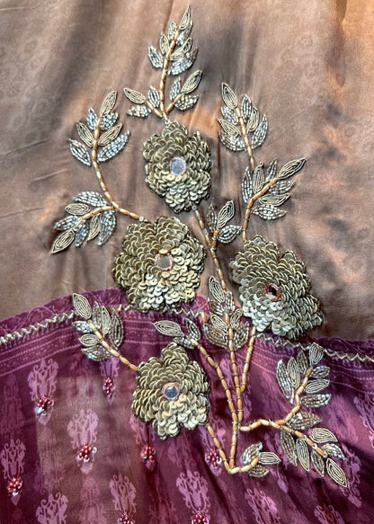 Sarvisha Silk Organza Suit (Brown)