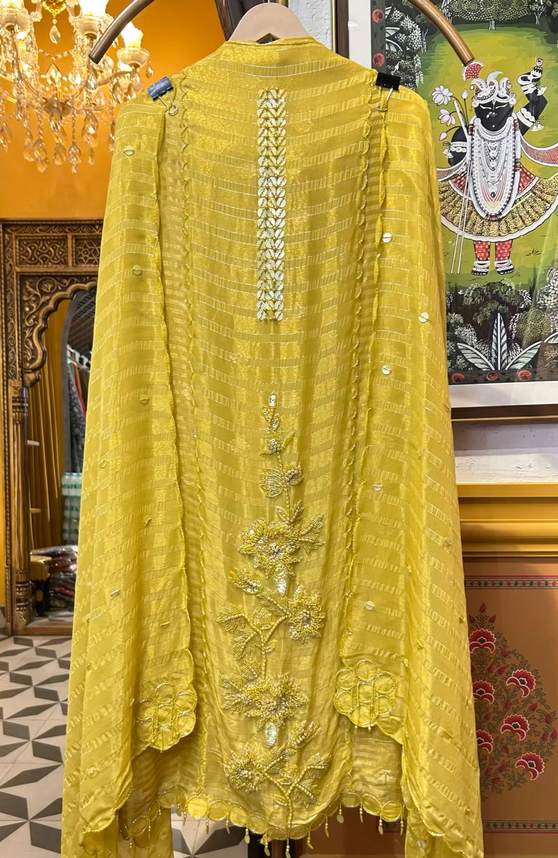 Mehrvani Organza Suit (Lemon Yellow)