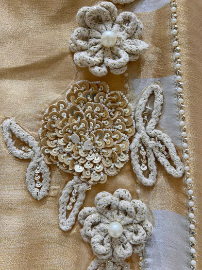 Sarviza Shimmer Zari Suit (Ivory Gold)