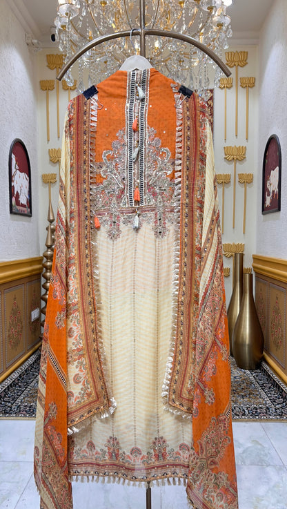 Nazira Mirror Mul Gota Suit (Rust)