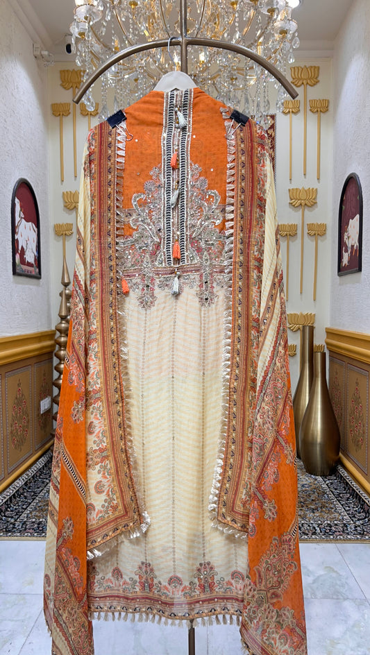 Nazira Mirror Mul Gota Suit (Rust)