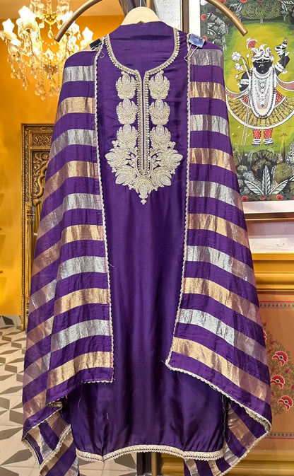 Noorisha Silk Suit (Purple)