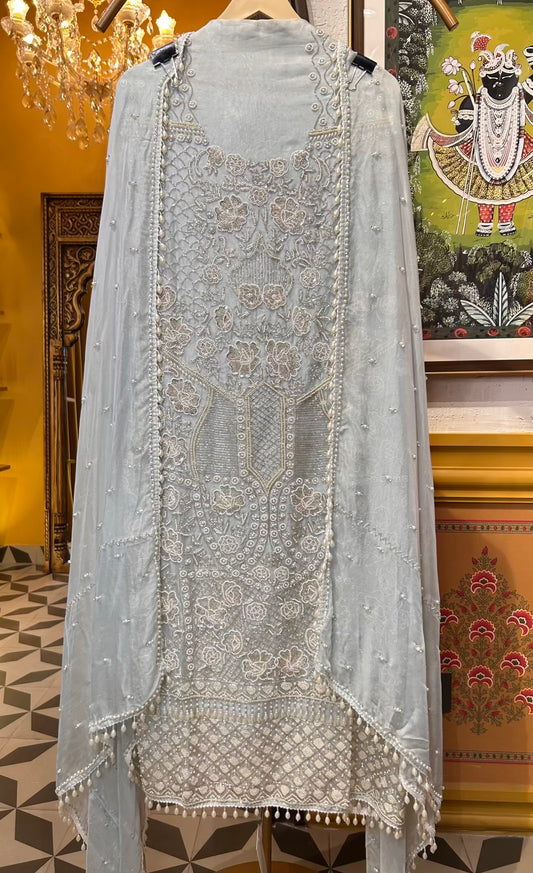 Siyaara Organza Suit (Powder Blue)