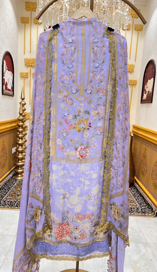 Elara Print Veil Suit (Lavender)