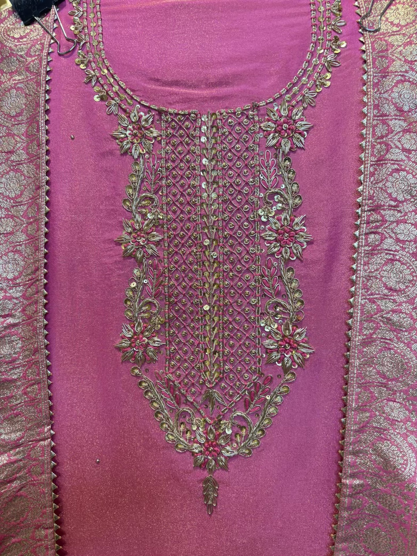Meherbaan Silk Organza Suit (Pink)