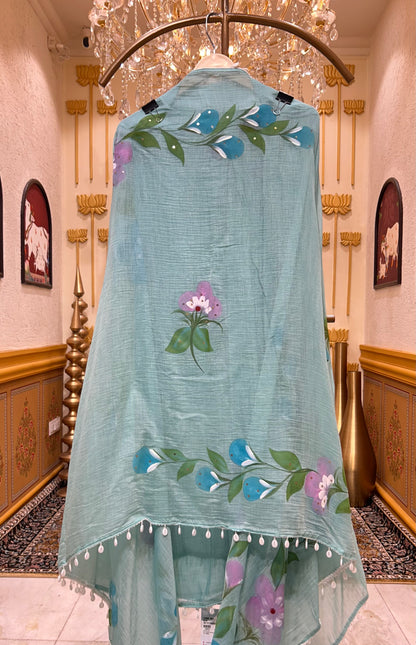 Mehar Handpaint Pearl Suit (Blue)