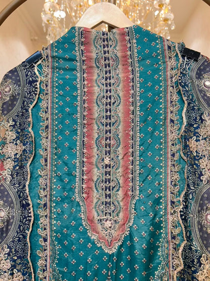 Ishra Zari Grace Suit (Green)