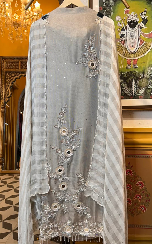 Seranza Organza Suit (Silver Grey)