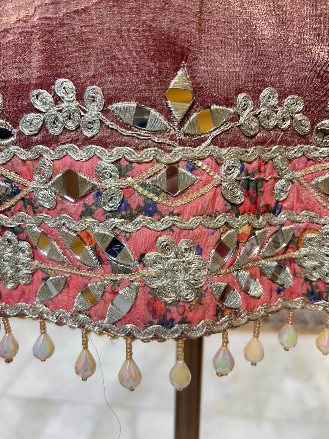 Afsara Aaina Leather Gharara Set (Onion Pink)