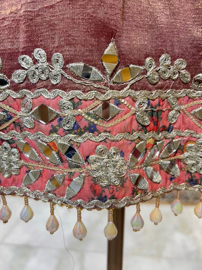 Afsara Aaina Leather Gharara Set (Onion Pink)