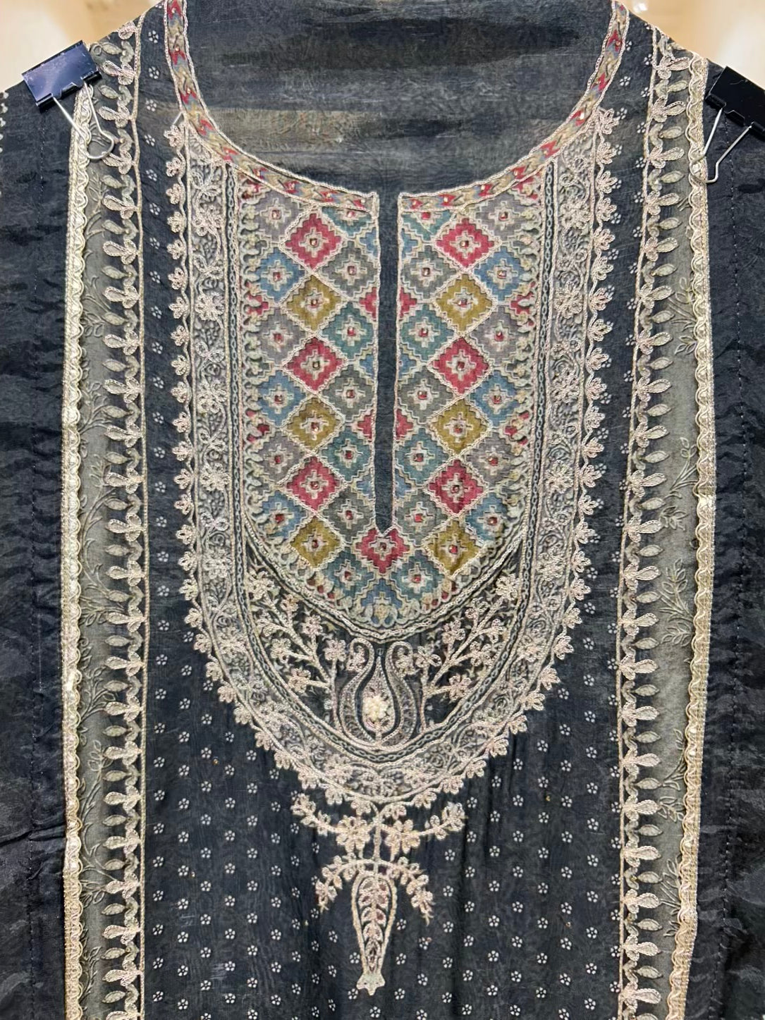 Zareenah Zari Flow Suit (Grey Green)