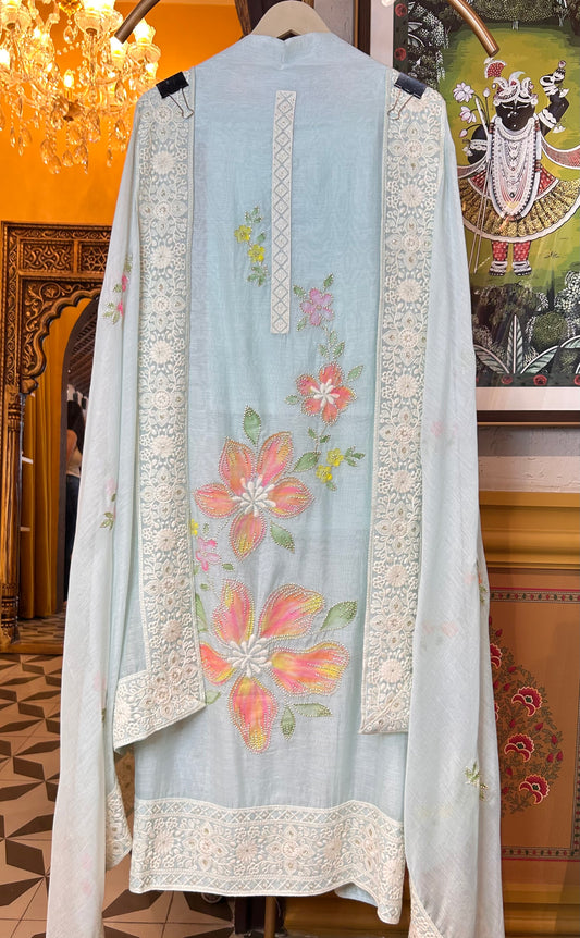 Sumbul Mul Chanderi Suit (Blue) ji