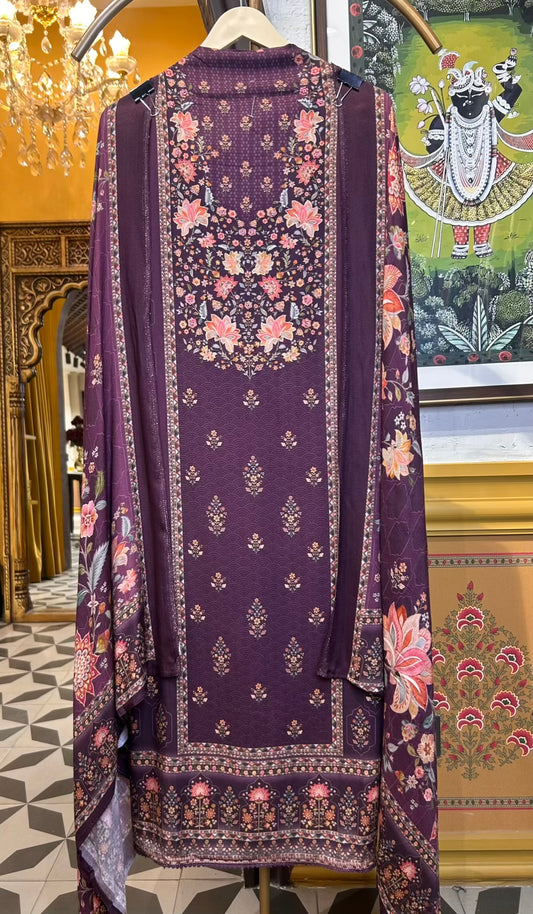 Mahira-é-Pashm Suit (Wine)