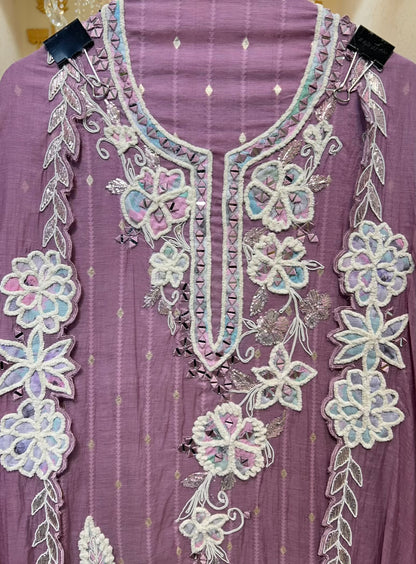 Nazneen Mul Mirror Élan Suit (Light Purple)