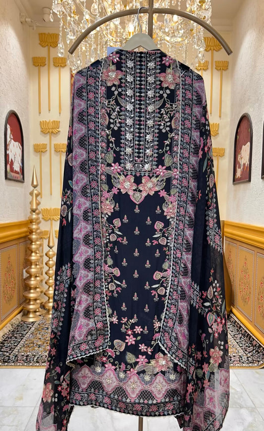 Miraya Digital Printed Suit (Black)