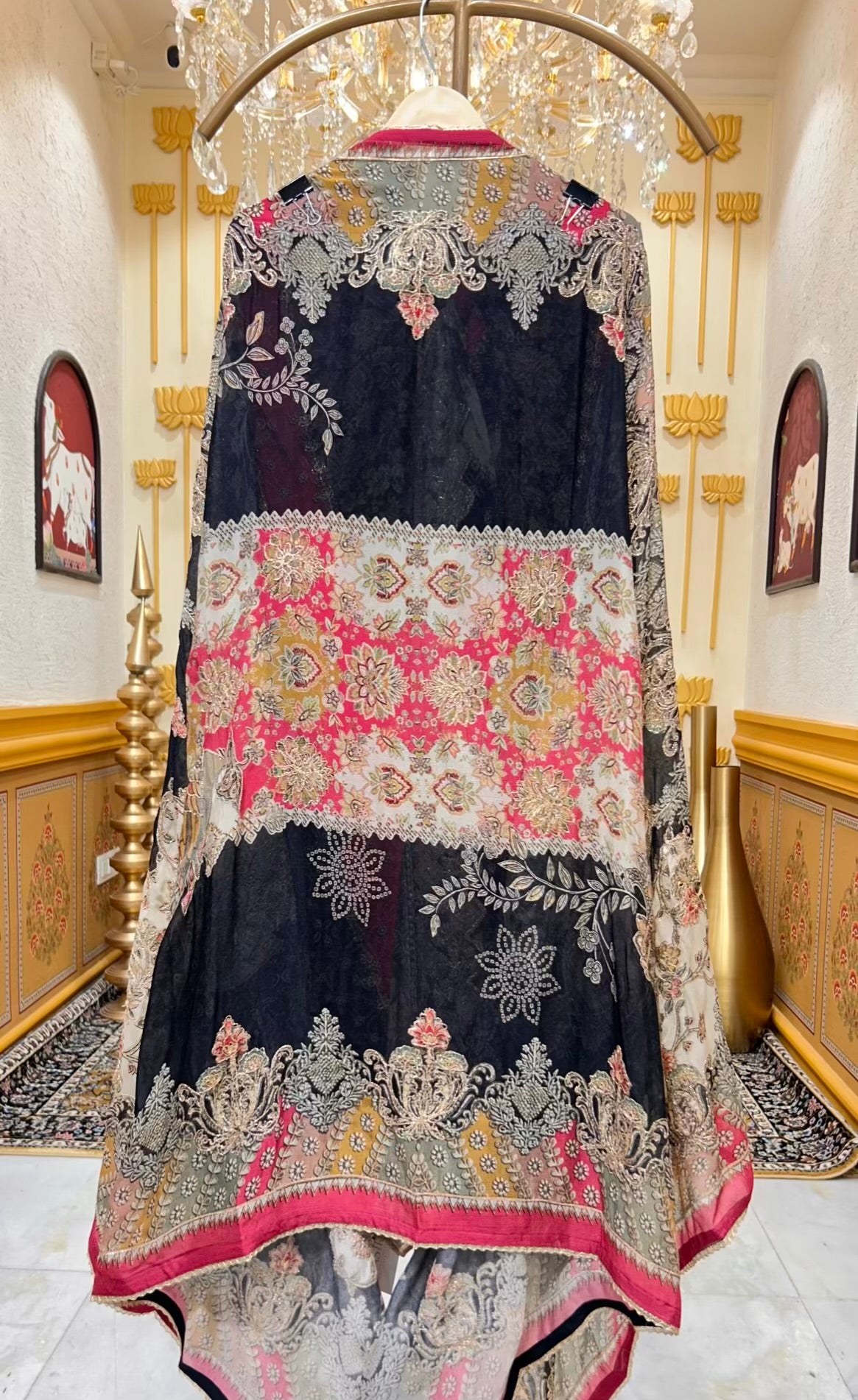 Ishvaya Zari Print Suit (Black)