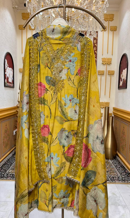 Nayra Muslin Bloom Suit (Mustard)