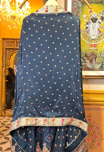 Khwabgah Bandhani Suit (Peacock Blue)