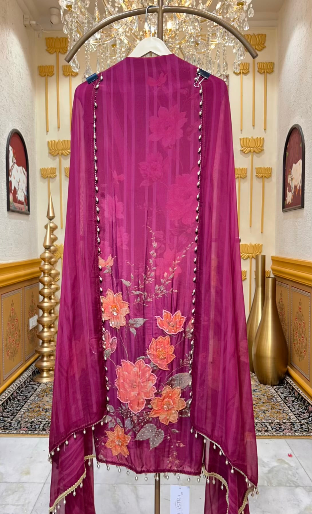 Mehira Sequin Bloom Suit (Maroon)