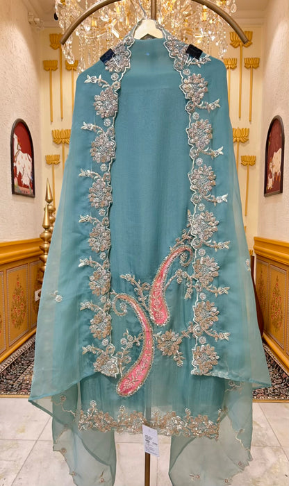 Eliya Handloom Veil Suit (Peacock Blue)