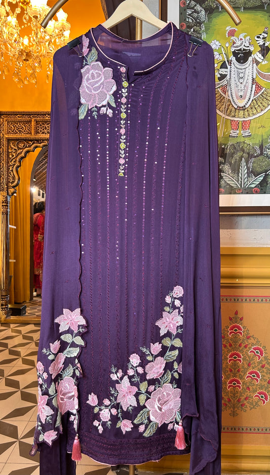Suhani Chinon Suit (Purple)