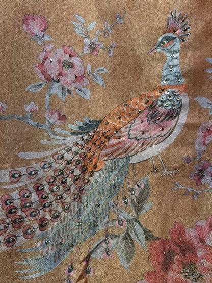 Aynara Printed Organza Suit (Peach)