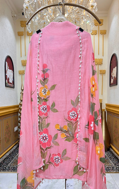 Mehar Handpaint Pearl Suit (Pink)