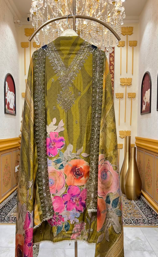 Siyana Artline Suit (Mehendi Green)