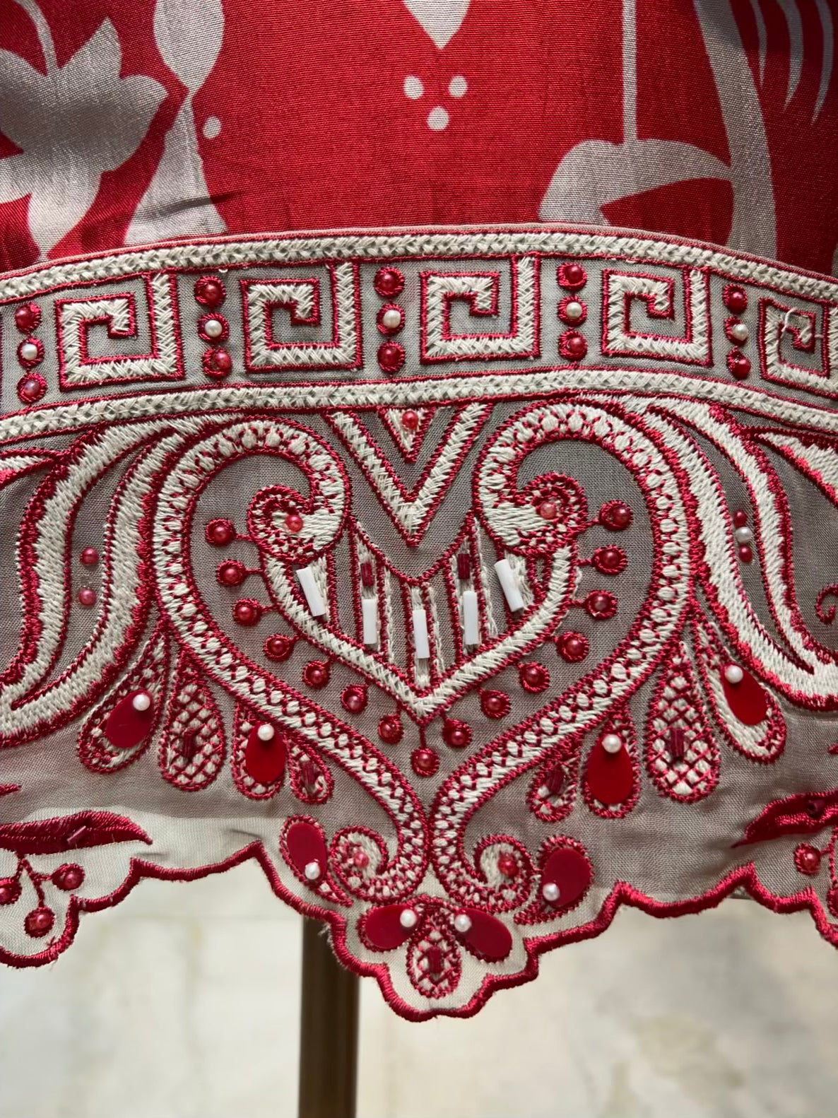 Mehruva Printed Silk Suit (Red)