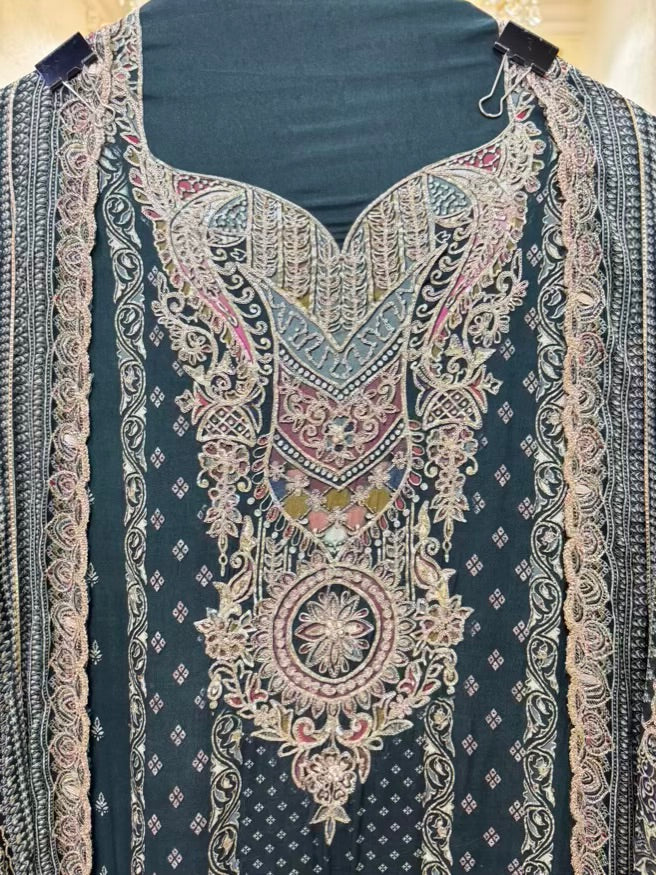 Meira Printed Zari Suit