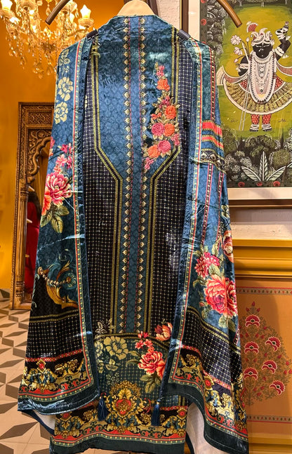 Zaylira Velvet Suit (Navy Blue)