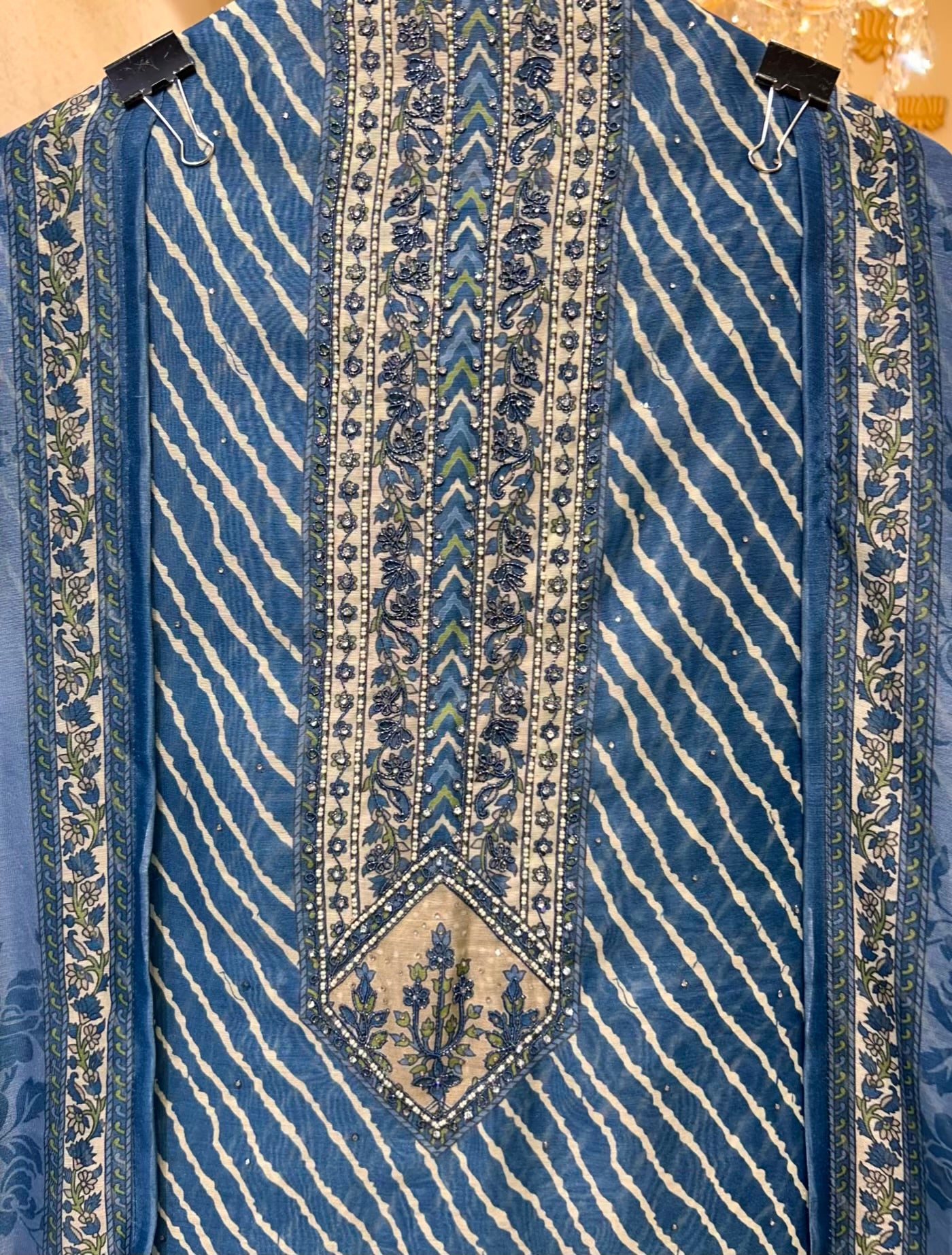 Aarini Chanderi Printed Suit (Blue)