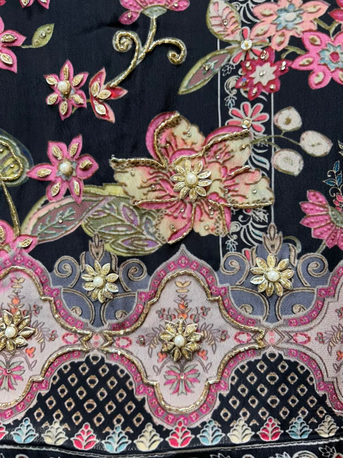 Miraya Digital Printed Suit (Black)