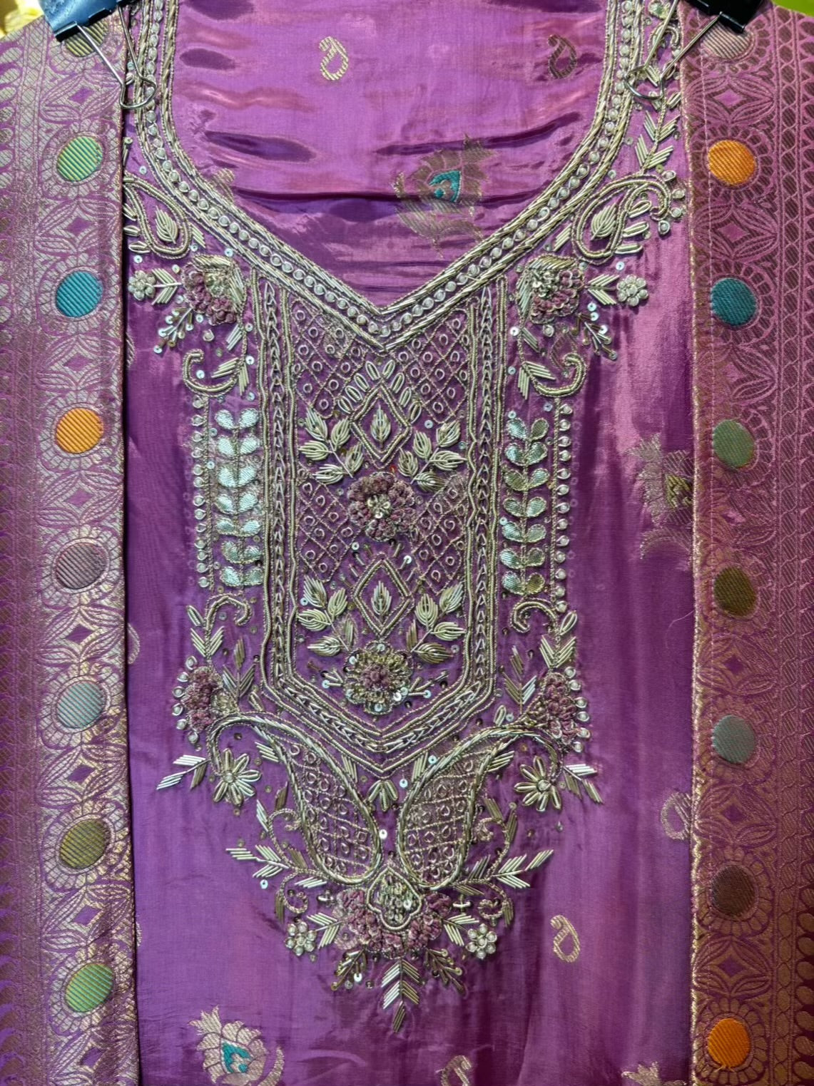 Tajalli Silk Organza Suit (Purple)