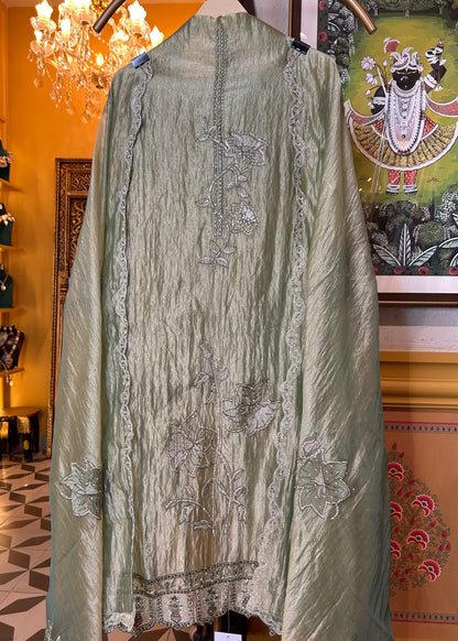 Sifat Shimmer Organza Suit (Green)