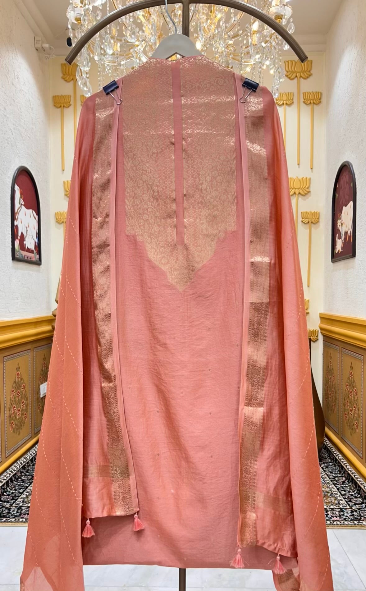 Iraaya Loom Chanderi Grace Suit (Peach)