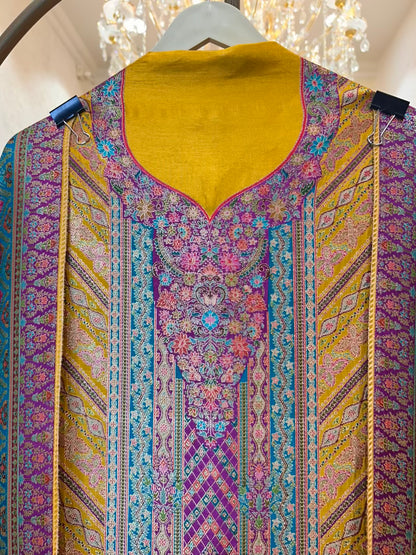 Mahroza Banarasi Loom Suit (Yellow)