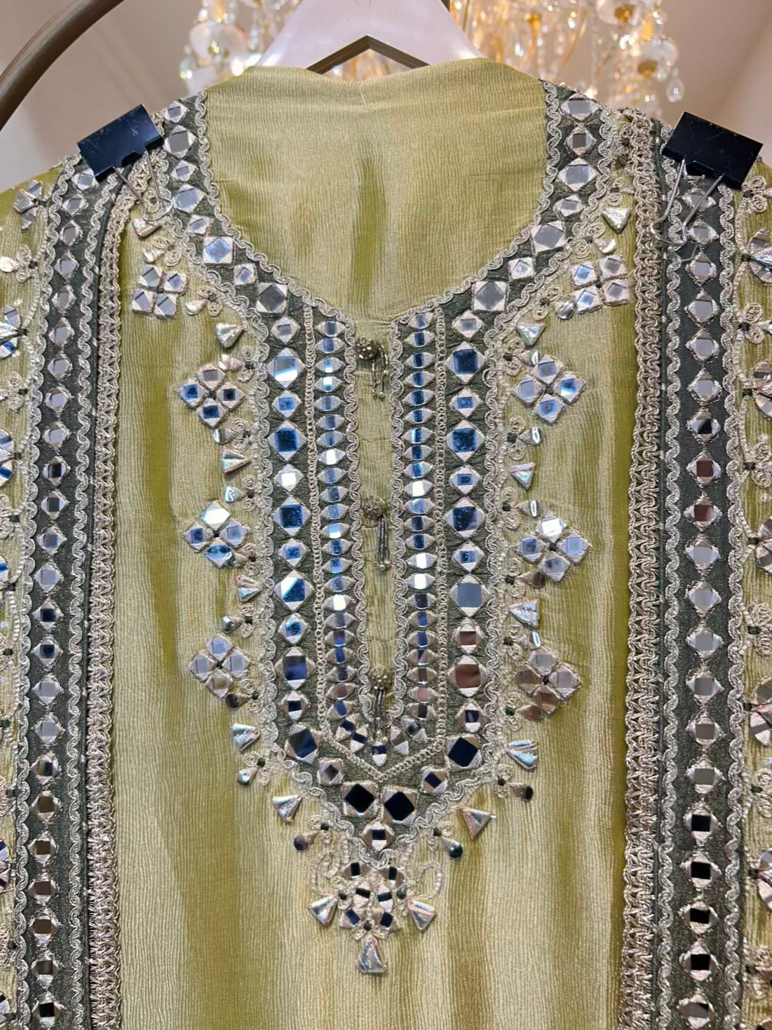 Nooriza Gota Aaina Suit (Lime Green)