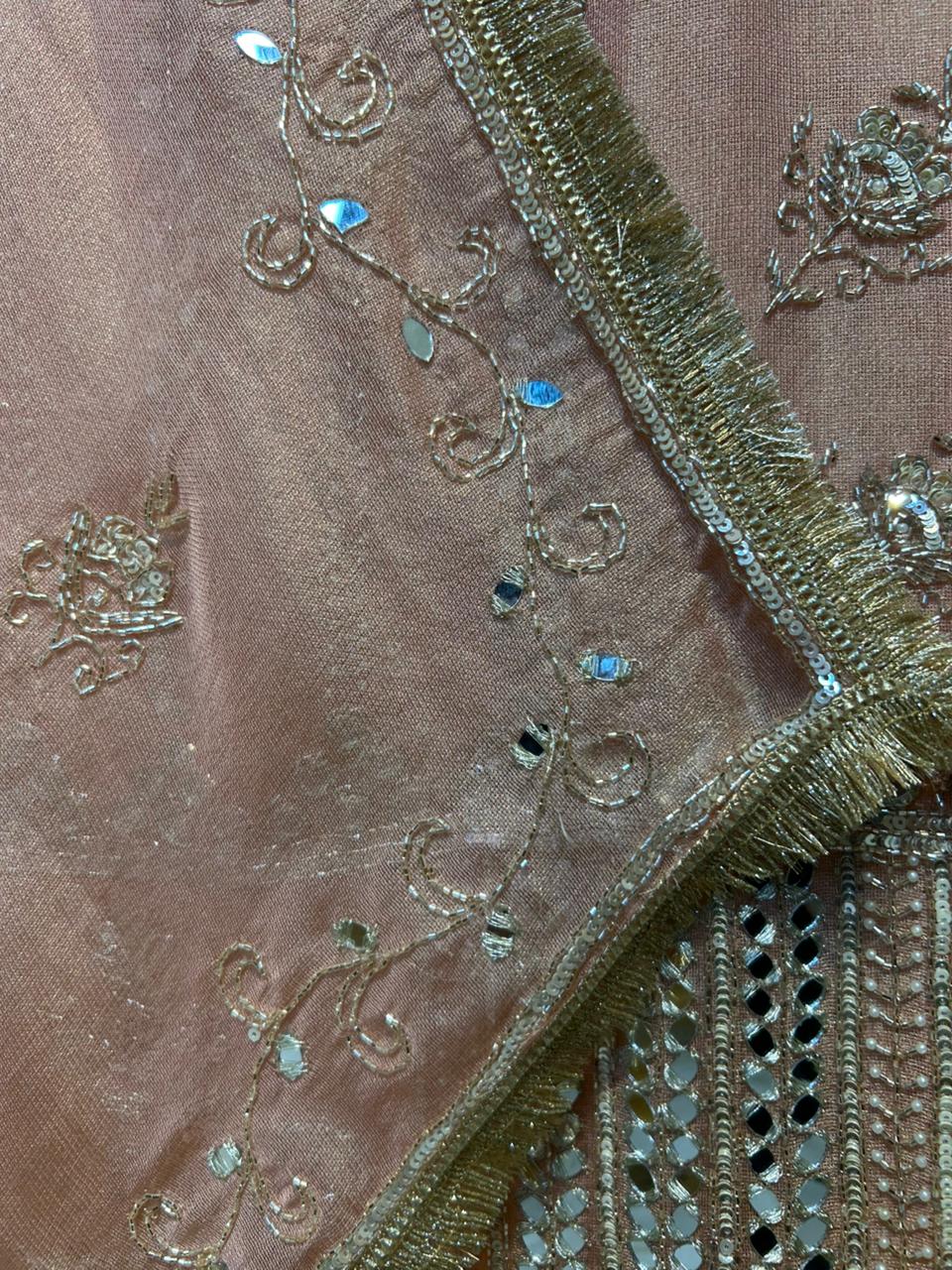 Ruhmehar Sheesha Kinari Suit (Peach)