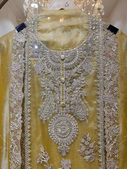Zarmina Crystal Veil Suit (Yellow)