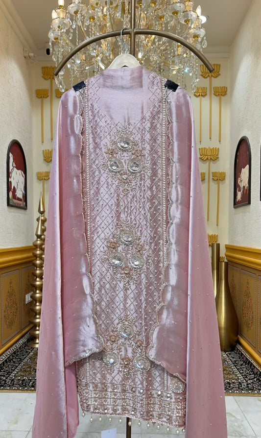 Ruhzara Sequin Veil Suit (Pink)