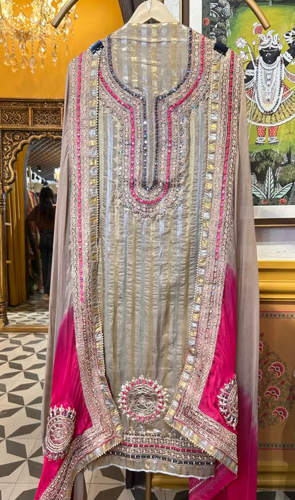 Arzoo Organza Suit (Beige)
