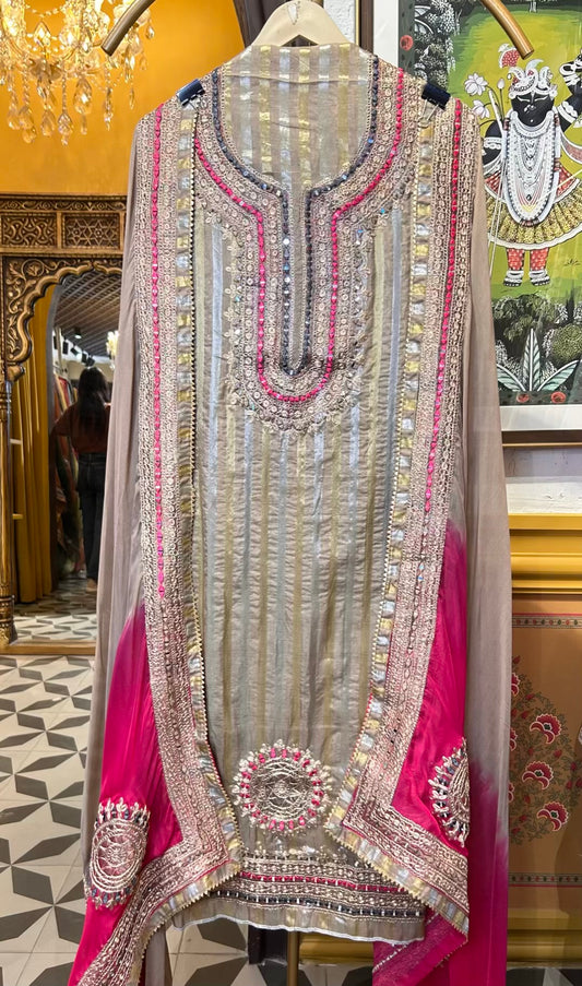 Arzoo Organza Suit (Beige)