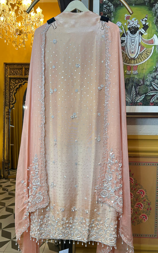 Ishvani Organza Suit (Peach)