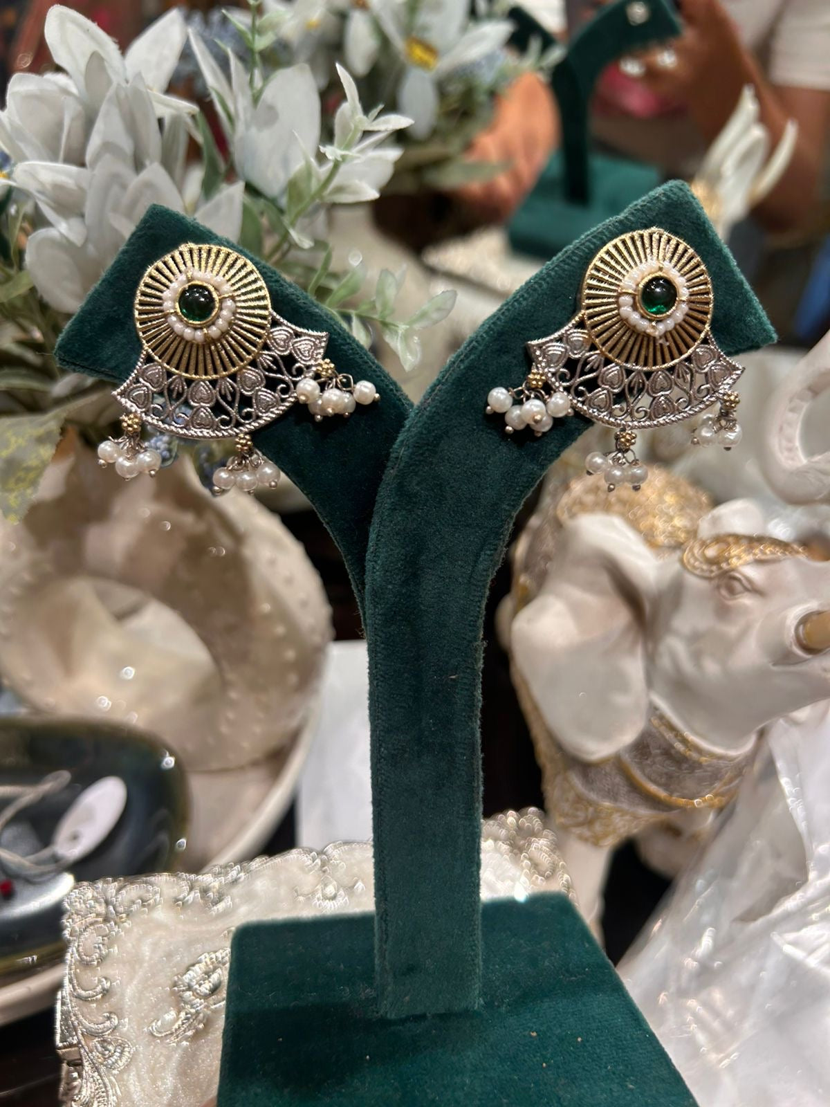 Surya Leher Earrings (Green)