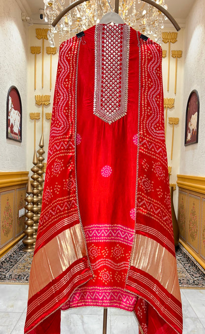Rangmahi Gaji Bandhani Suit